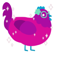 poprocks, a fuchsia and plum chicken with a head pattern