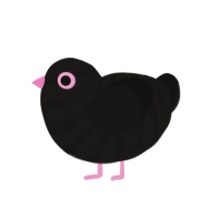 Dove, a sable and black chicken with a bar pattern