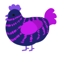 The Deep, a navy and amethyst chicken with a bar pattern