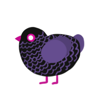 Emo Babey, a black and overcast chicken with a lace pattern