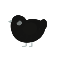 almost the void, a black chicken with a bar pattern