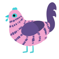 parfait, a pink and overcast chicken with a bar pattern