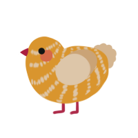 Sunny, a orange and beige chicken with a bar pattern