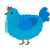 A cerulean and sapphire chicken with a half-lace pattern