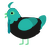 seafoam miku, a sable and turquoise chicken with a head pattern