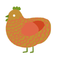 Calabaza, a gold and vermilion chicken with a lace pattern