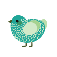 Alien, a turquoise and gluppy chicken with a lace pattern