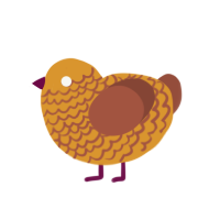 caramel, a orange and russet chicken with a lace pattern