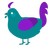 Coral Reef, a teal and violet chicken