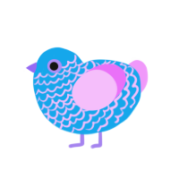 Poolroom, a sky and lavender chicken with a lace pattern