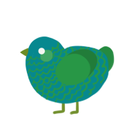 Meow, a teal and viridian chicken with a speckle pattern