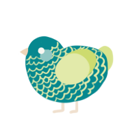 (unnamed), a teal and lemon chicken with a lace pattern