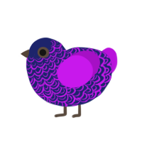 bitebitbeibteibit, a navy and amethyst chicken with a double-lace pattern