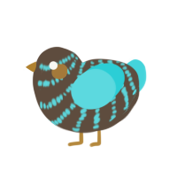 glaring kiwi, a bark and aqua chicken with a bar pattern