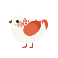 (unnamed), a white and vermilion chicken with a neck-speckle pattern