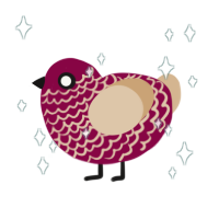 Clarion, a maroon and beige chicken with a lace pattern