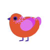 (unnamed), a vermilion and orchid chicken with a neck-speckle pattern