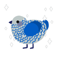 chip, a silver and ultramarine chicken with a lace pattern