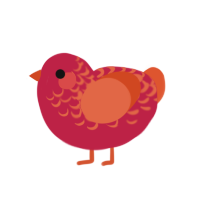 Autumn, a crimson and vermilion chicken with a half-lace pattern