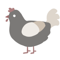 beige baby, a grey and beige chicken