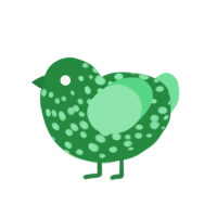 Viridian, a viridian chicken with a speckle pattern