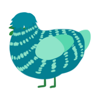 Mimi, a sea and mint chicken with a bar pattern