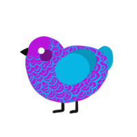 Eyeburner, a amethyst and cerulean chicken with a double-lace pattern