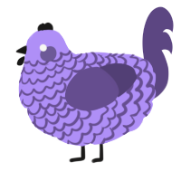 Sweetie, a lilac and overcast chicken with a lace pattern