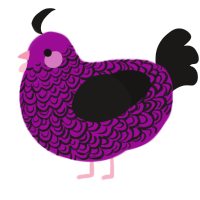 heart cookie, a plum and sable chicken with a double-lace pattern