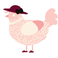 A rose chicken with a double-lace pattern
