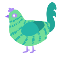 refreshment, a spring and turquoise chicken with a bar pattern