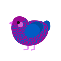 tanzanite, a plum and ultramarine chicken with a lace pattern