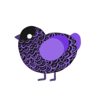 blurple, a sable and blurple chicken with a double-lace pattern