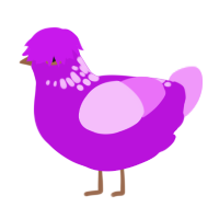 fizz, a amethyst and lavender chicken with a neck-speckle pattern