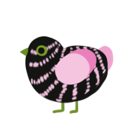 (unnamed), a black and pink chicken with a bar pattern