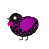 Pillars of Creation, a black and plum chicken with a speckle pattern