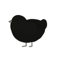 The Phantom Poulet, a black chicken with a head pattern