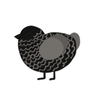 ferrofluid, a black and grey chicken with a lace pattern