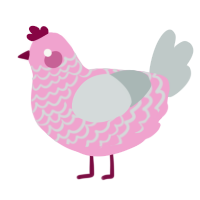 Teacup, a pink and silver chicken with a lace pattern