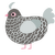 A grey and silver chicken with a lace pattern