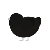 almost void, a sable and black chicken with a head pattern