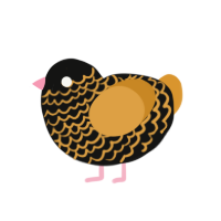 (unnamed), a black and orange chicken with a lace pattern