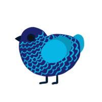 Larkspur, a navy and cerulean chicken with a lace pattern