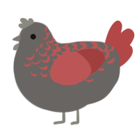 graphite, a grey and red chicken with a half-lace pattern