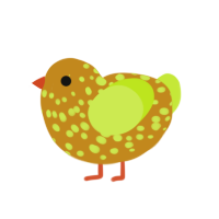 (unnamed), a ochre and lime chicken with a speckle pattern