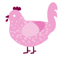 (unnamed), a pink chicken with a speckle pattern