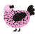 Moomi, a pink and sable chicken with a speckle pattern