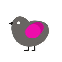 emo girl, a grey and fuchsia chicken