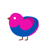 (unnamed), a ultramarine and fuchsia chicken with a head pattern