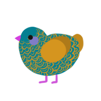 (unnamed), a sea and ochre chicken with a double-lace pattern